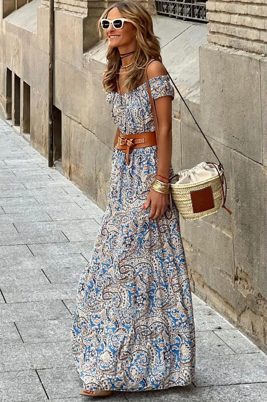 FLORENCE | MAXI VESTIDO AZUL PAISLEY